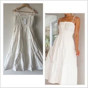 Billy J Cottagecore Prairie White Dress Midi Tie Straps Women’s Size 10 Event